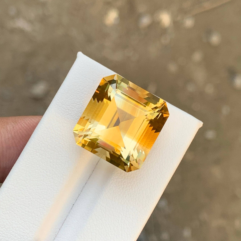 25.65 Carat Natural Loose Golden Color Citrine Emerald Cut Brazilian Gemstone