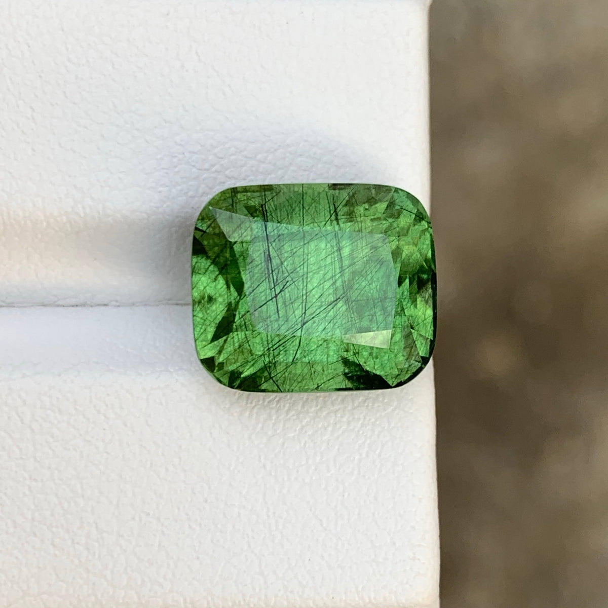 10.55 Carat Natural Loose Ludwigite Inclusion Peridot Cushion Cut Pakistani Gem