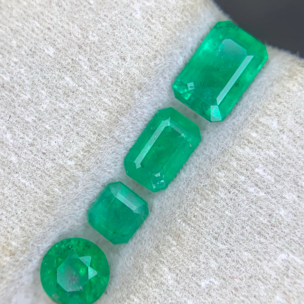2.15 Carat Loose Green Emerald Lot – 4 Pieces, Mixed Cut, Swat Pakistan
