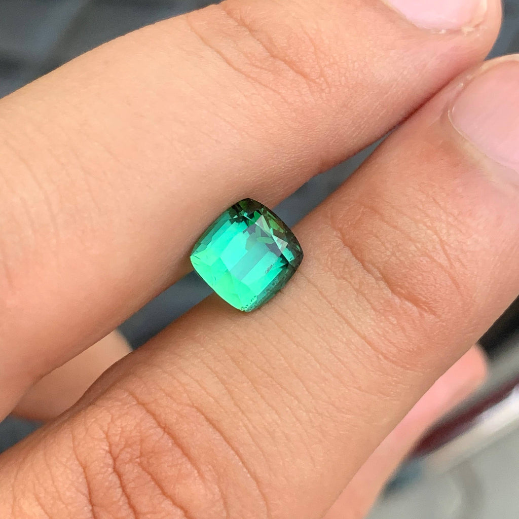 3.30 Carat Green Tourmaline Cushion Cut Afghan Gemstone