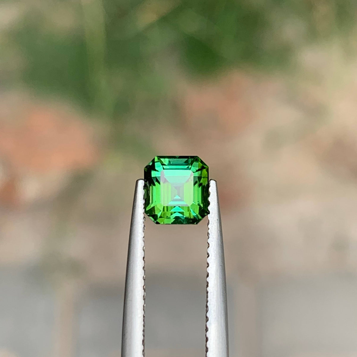 1.35 Carat Natural Loose Green Tourmaline Stone Emerald Cut Afghan Gemstone