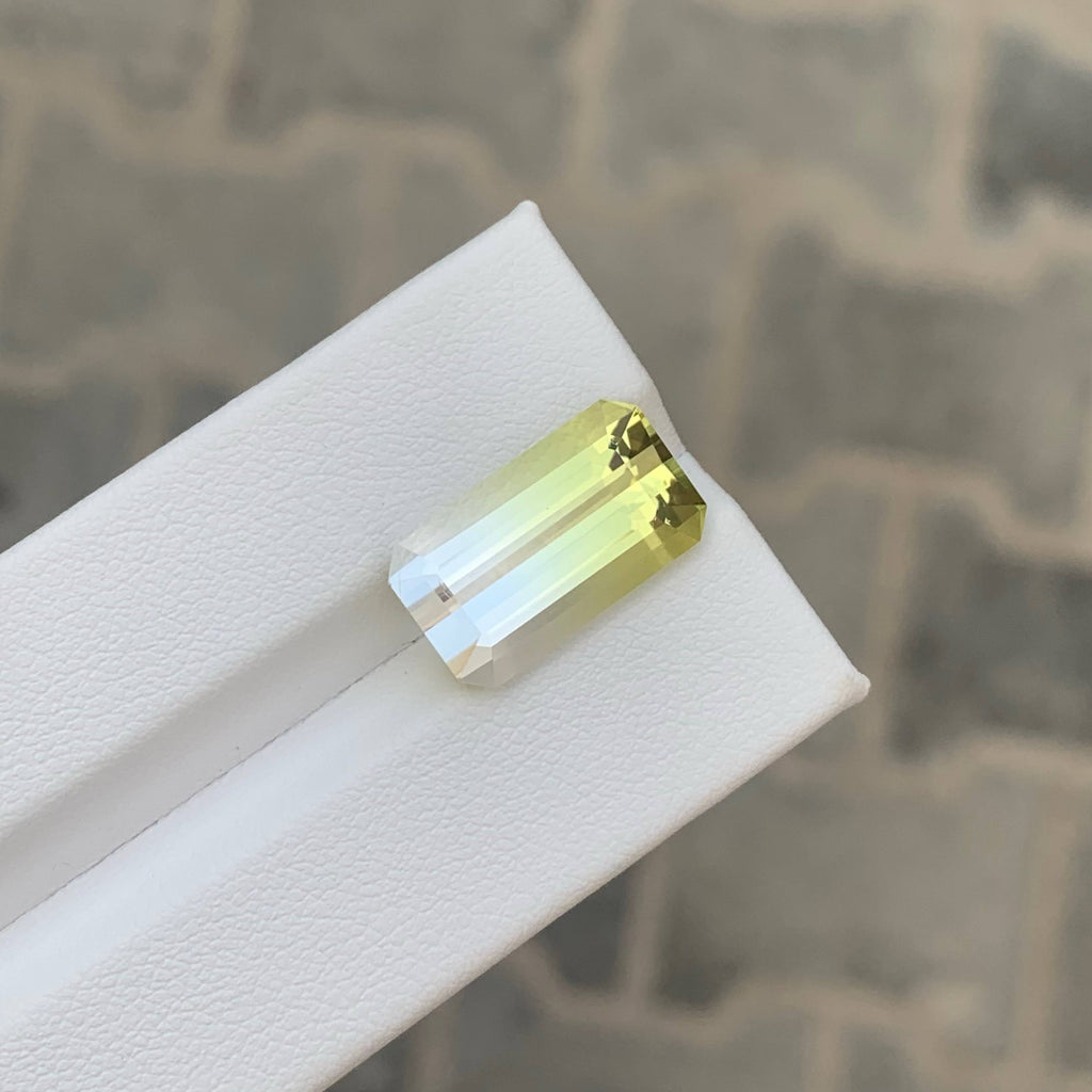 7.30 Carat Natural Loose Bicolor Color Citrine Emerald Cut African Gemstone