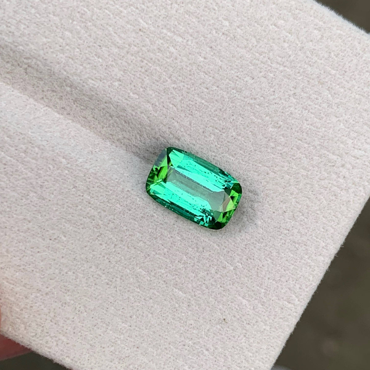 3.05 Carat Bluish Green Tourmaline Cushion Cut Afghanistan SI Untreated