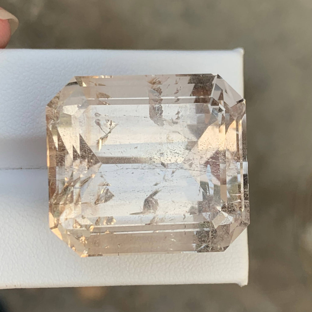 99.60 Carat Natural Loose Golden Color Topaz Stone Emerald Cut Pakistan Gemstone