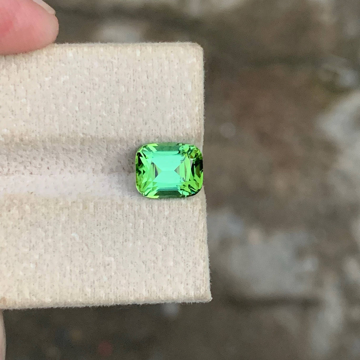 2.65 Carat Bluish Green Tourmaline Cushion Cut Afghanistan VVS Untreated