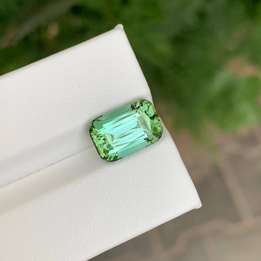 5.30 Carat Natural Loose Mint Green Tourmaline Cushion Cut Afghan Gemstone