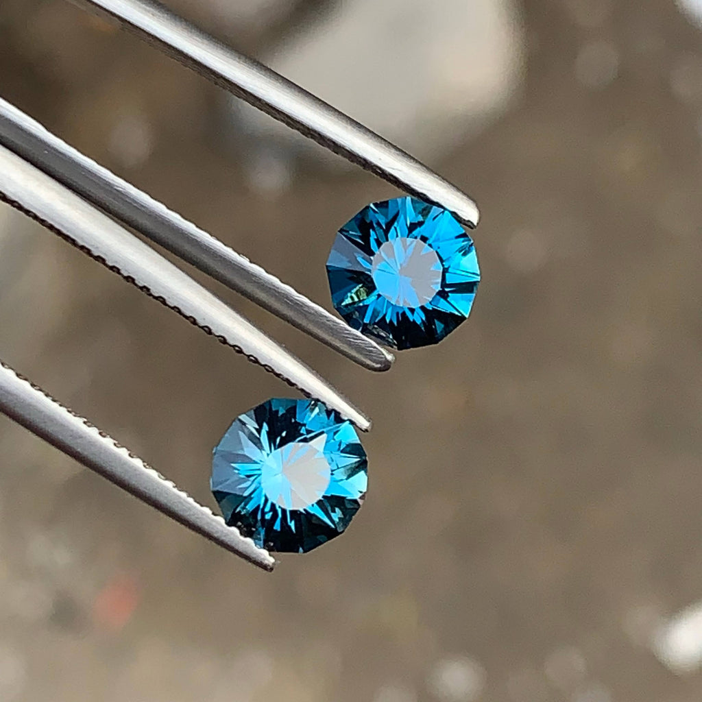 3.30 Carat Natural Loose London Blue Topaz Pair Round Cut African Loupe Clean Untreated Gemstone
