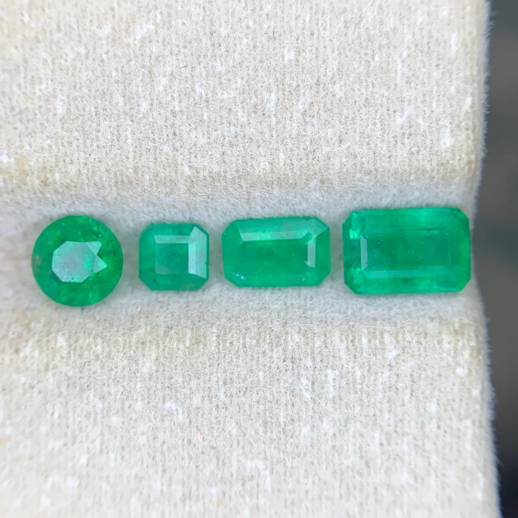 2.15 Carat Loose Green Emerald Lot – 4 Pieces, Mixed Cut, Swat Pakistan