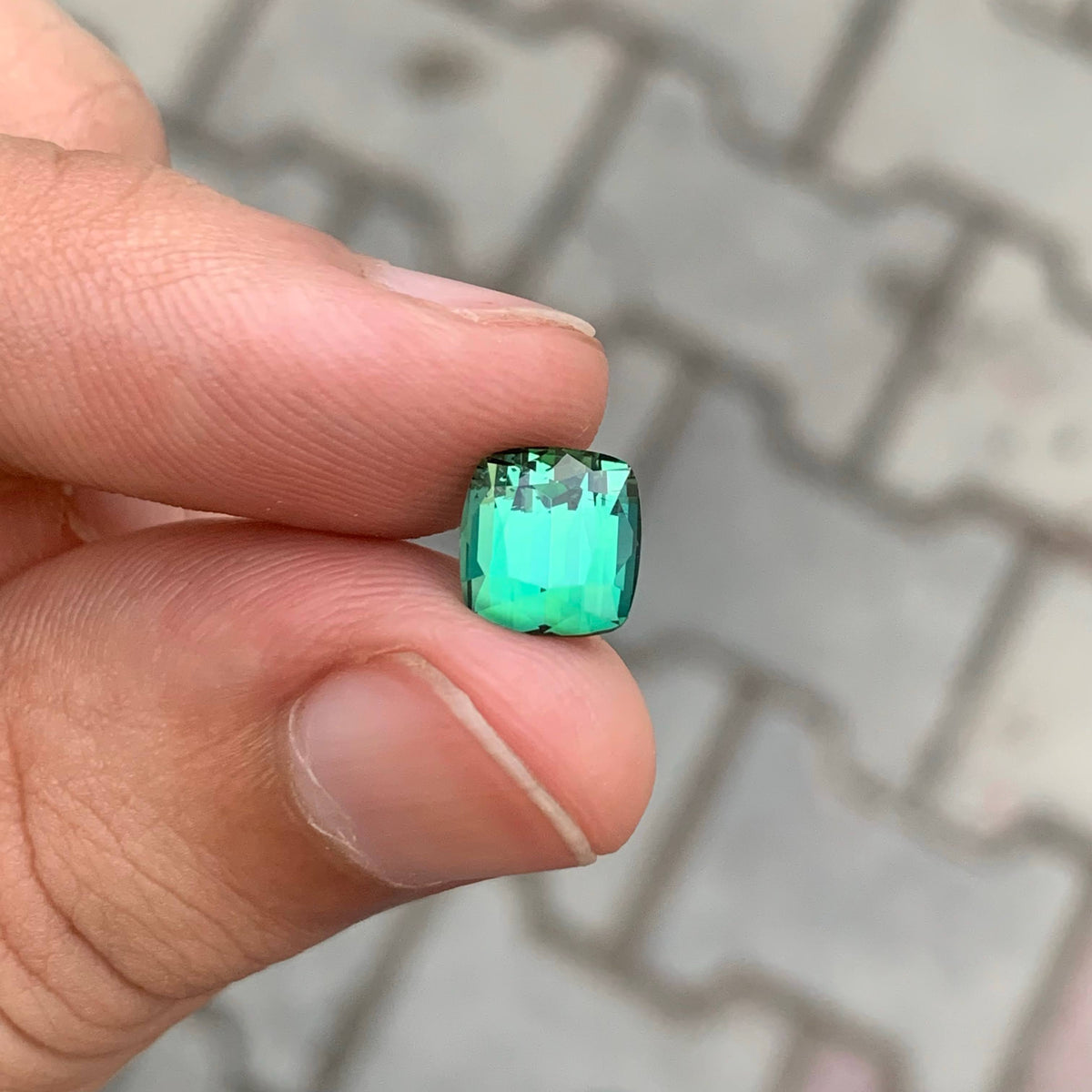 3.30 Carat Green Tourmaline Cushion Cut Afghan Gemstone
