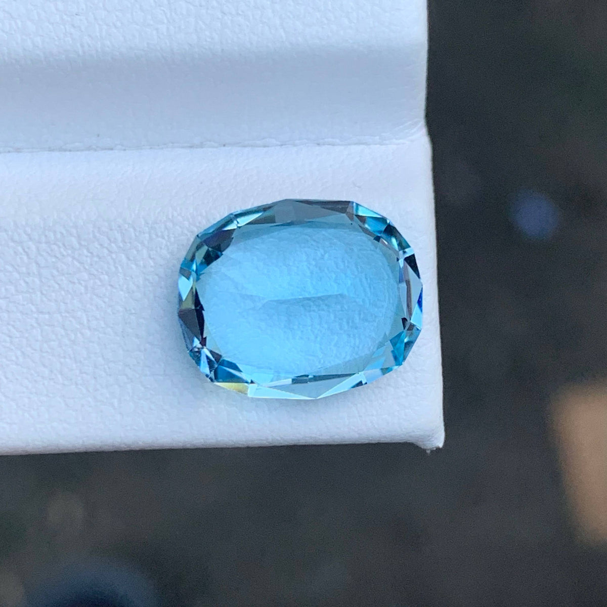 6.85 Carat Sky Blue Topaz Oval Fancy Cut African Untreated Loupe Clean