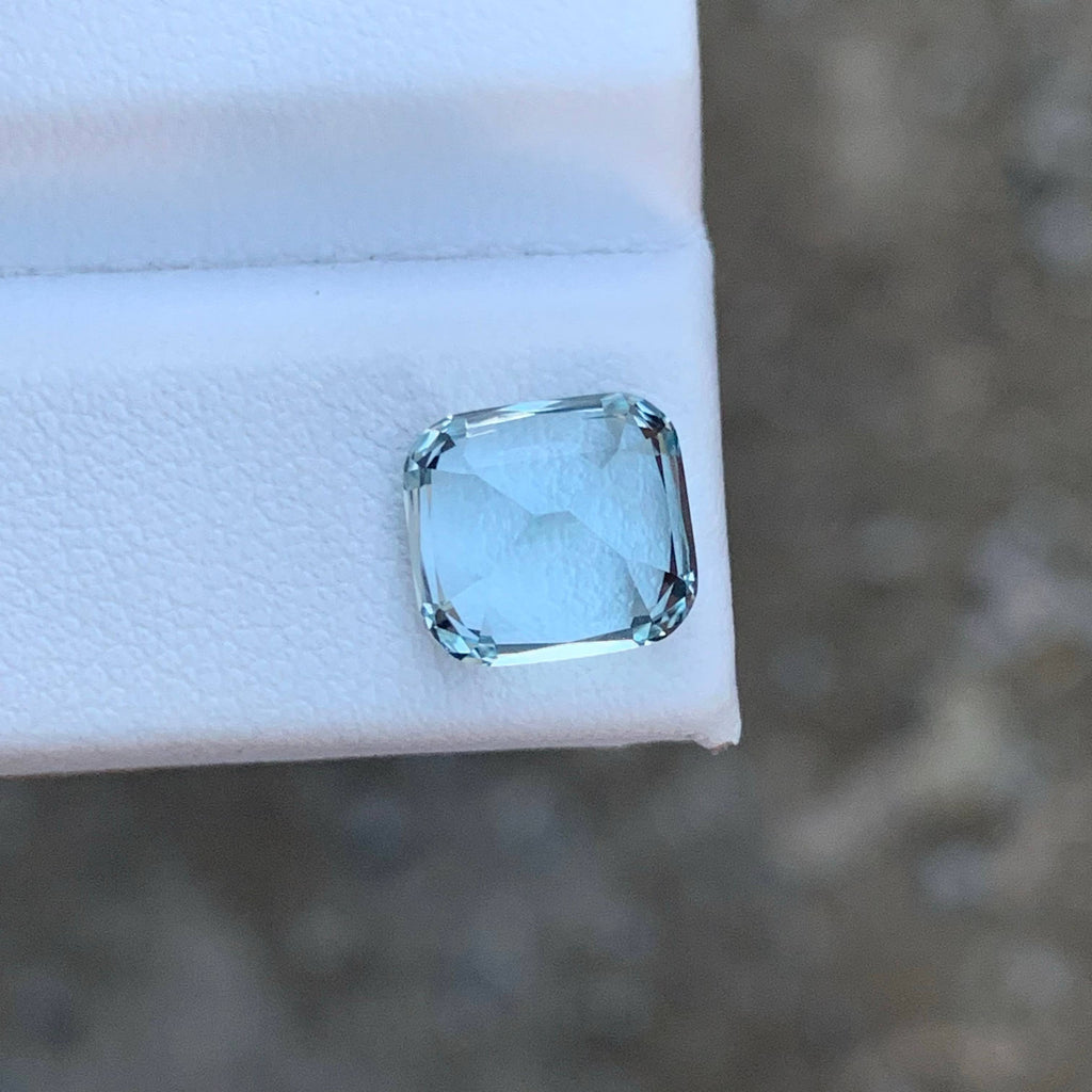3.30 Carat Natural Loose Light Blue Aquamarine Cushion Cut Pakistan Gemstone
