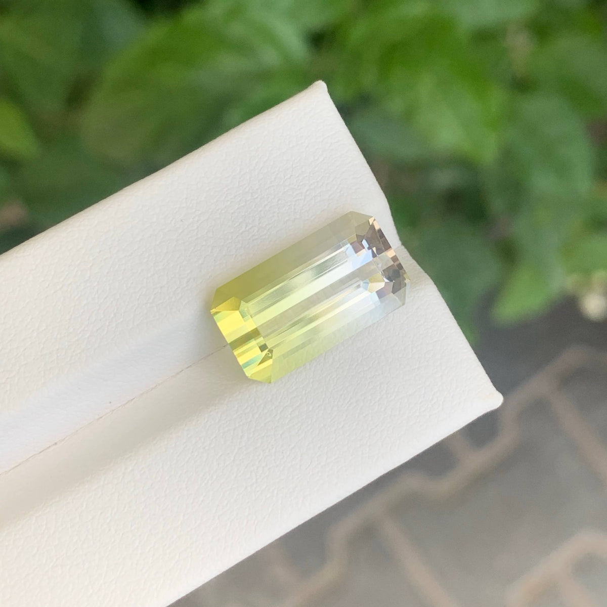 7.30 Carat Natural Loose Bicolor Color Citrine Emerald Cut African Gemstone
