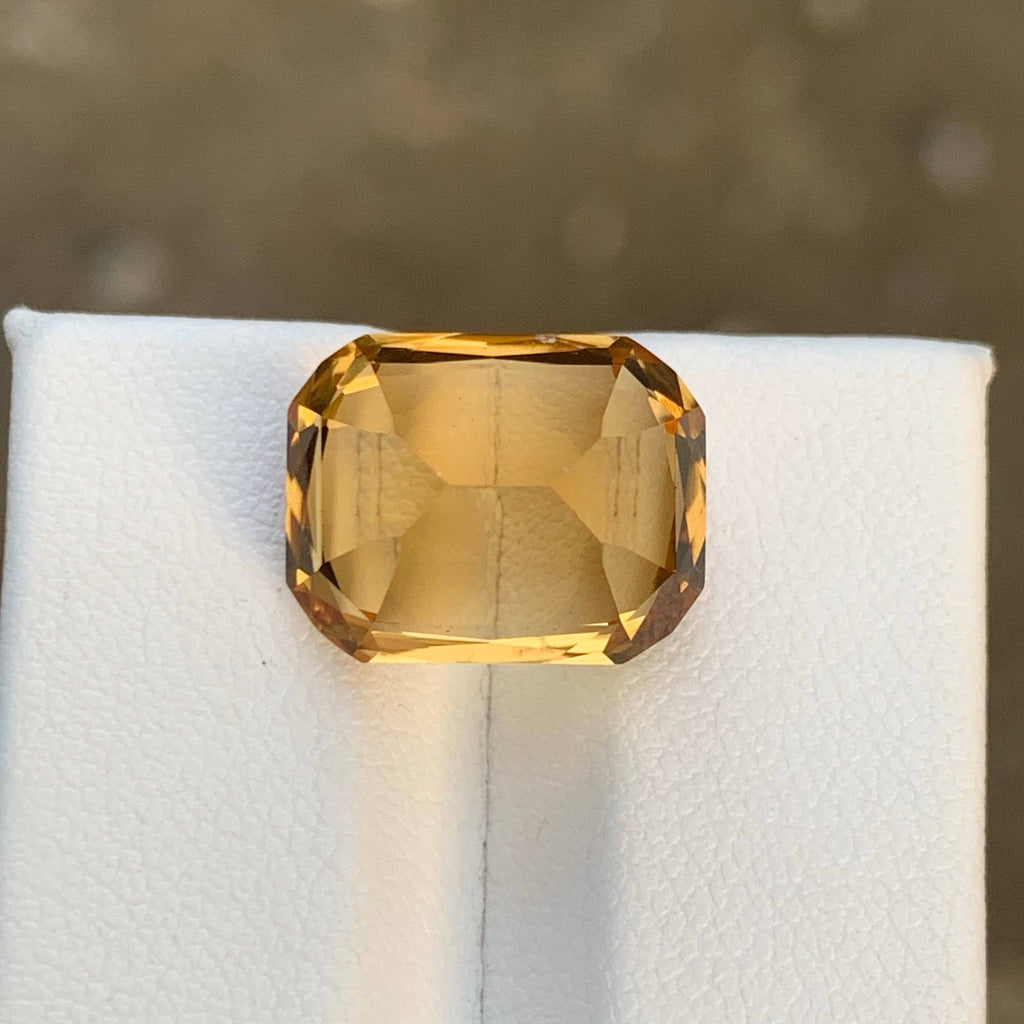 8.55 Carat Natural Loose Golden Color Citrine Cushion Cut Brazilian Gemstone