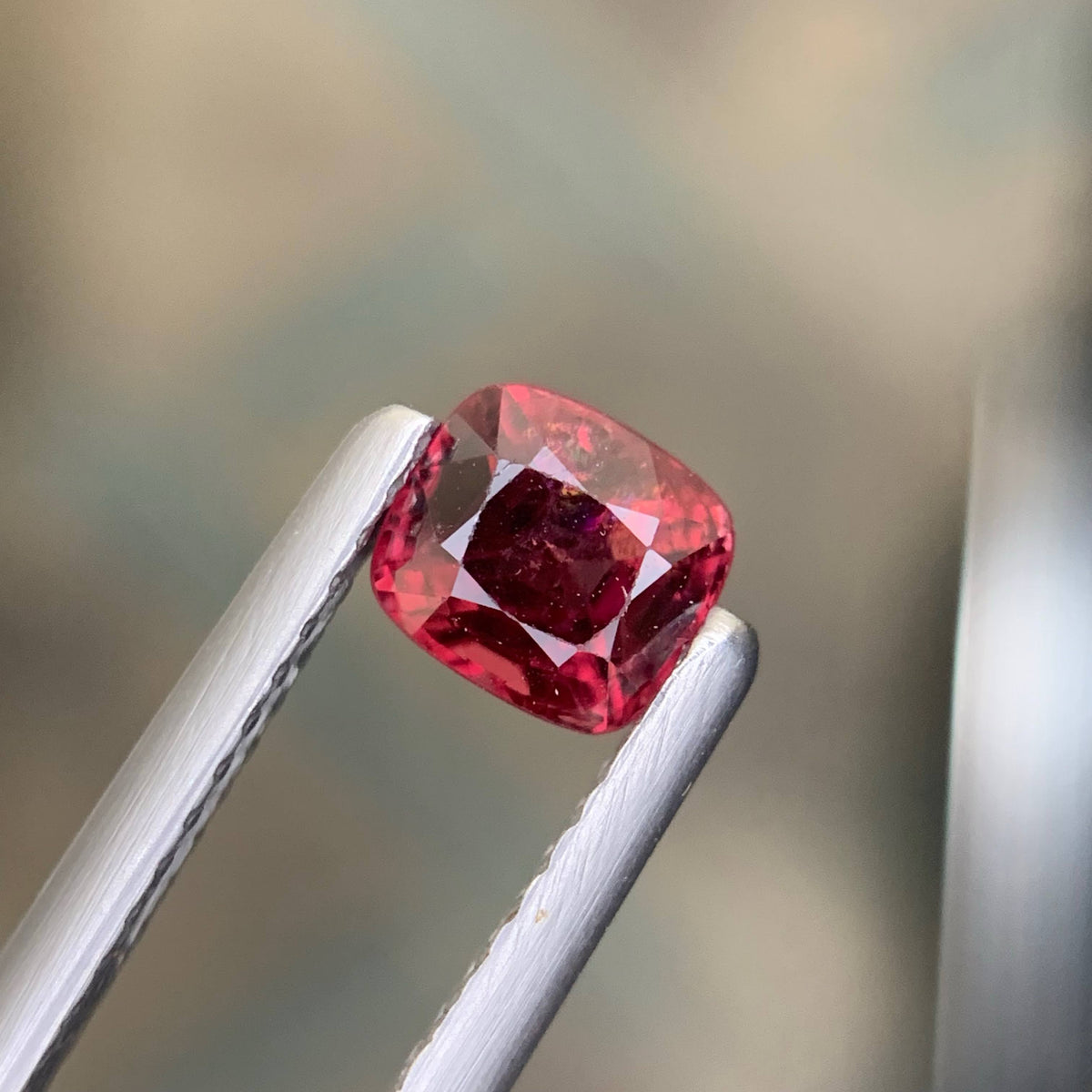 0.65 Carat Red Spinel Cushion Cut Brazilian Gemstone
