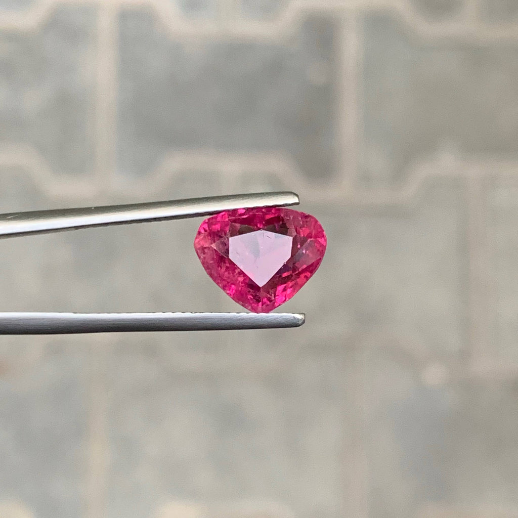 4.75 Carat Loose Pinkish Red Rubellite Tourmaline Heart Faceted Afghan Gemstone