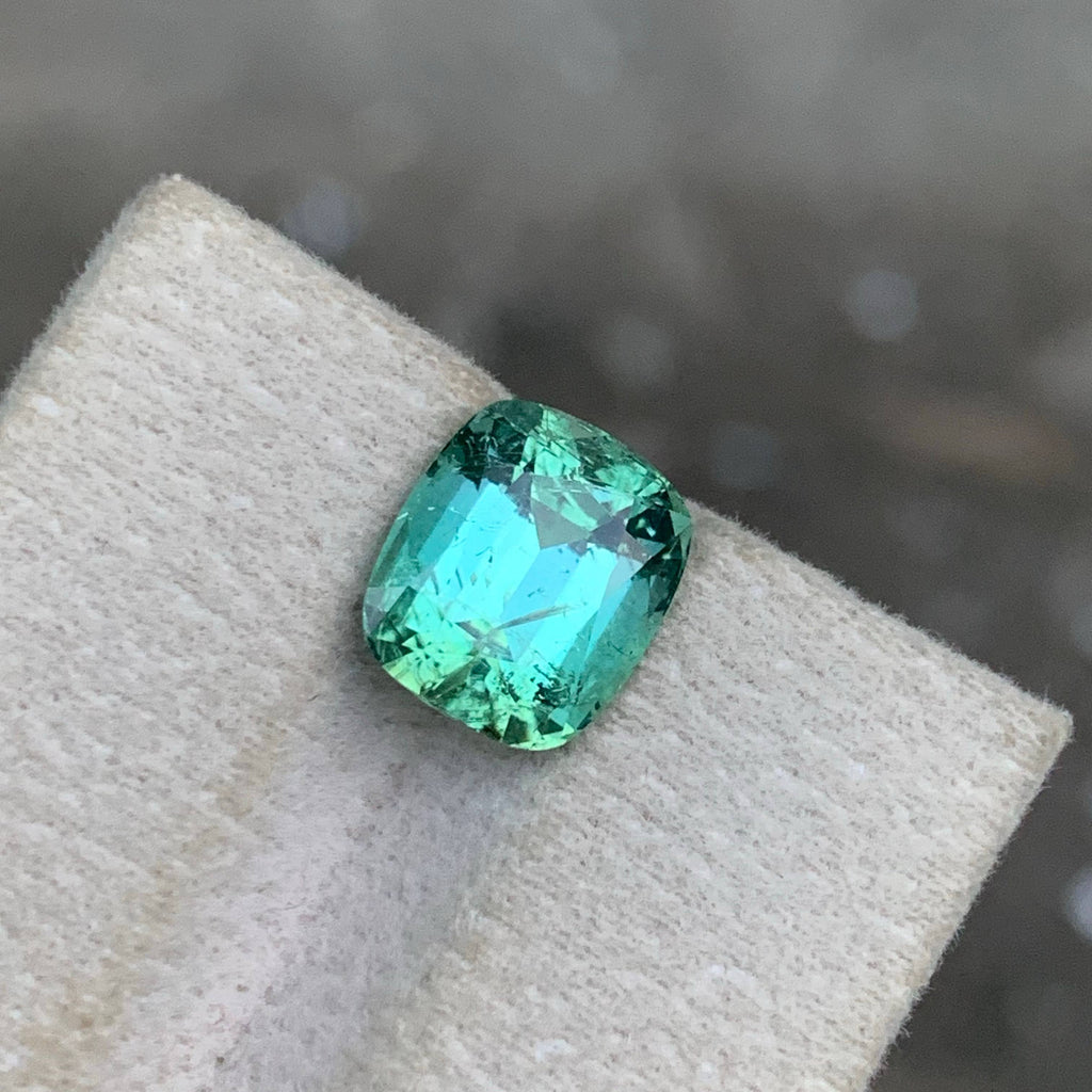 4.20 Carat Natural Mint Green Tourmaline Cushion Cut Afghan Gemstone