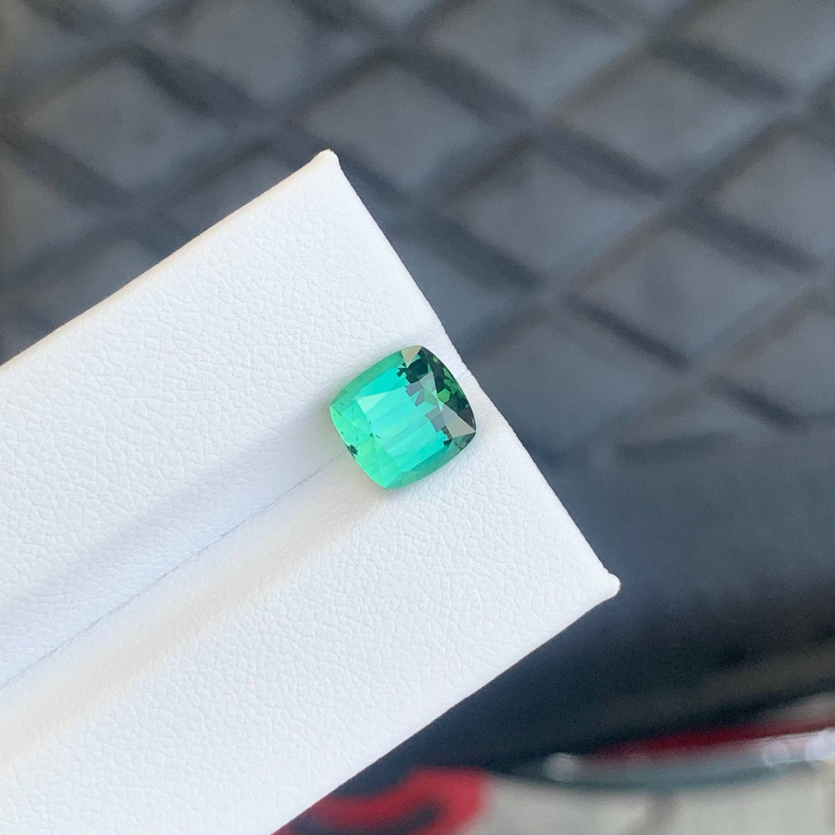 3.30 Carat Green Tourmaline Cushion Cut Afghan Gemstone