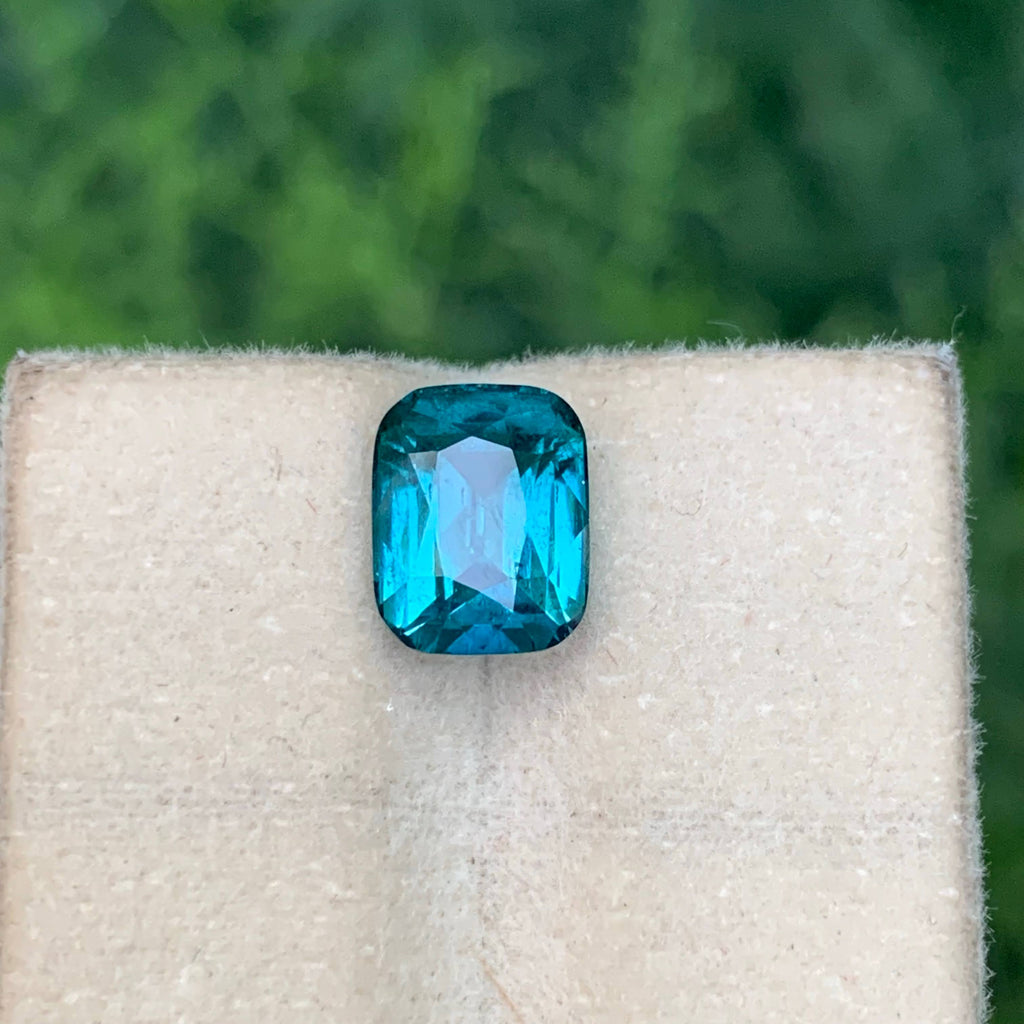 2.45 Carat Natural Fine Quality Indicolite Tourmaline Cushion Cut Afghan Gem
