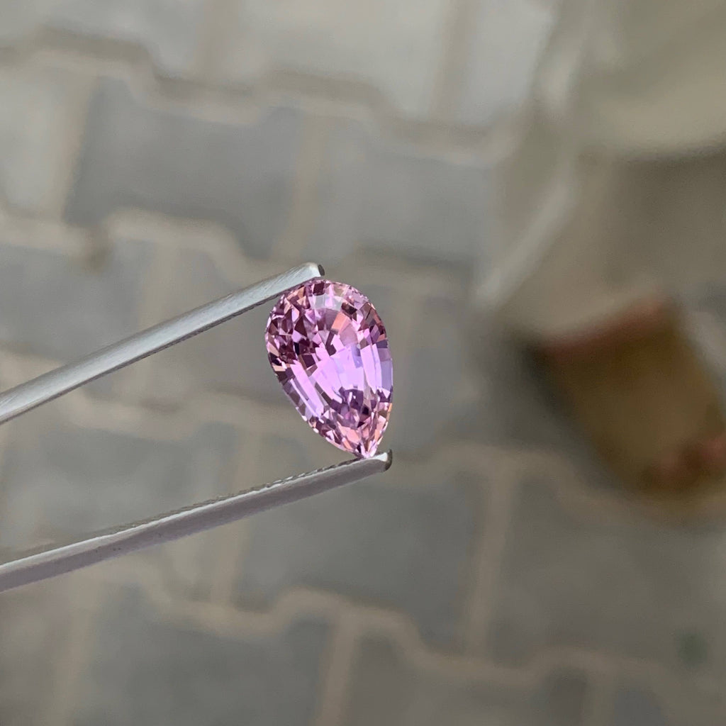 4.55 Carat Pink Kunzite Pear Fancy Cut Afghanistan Eye Clean Heated