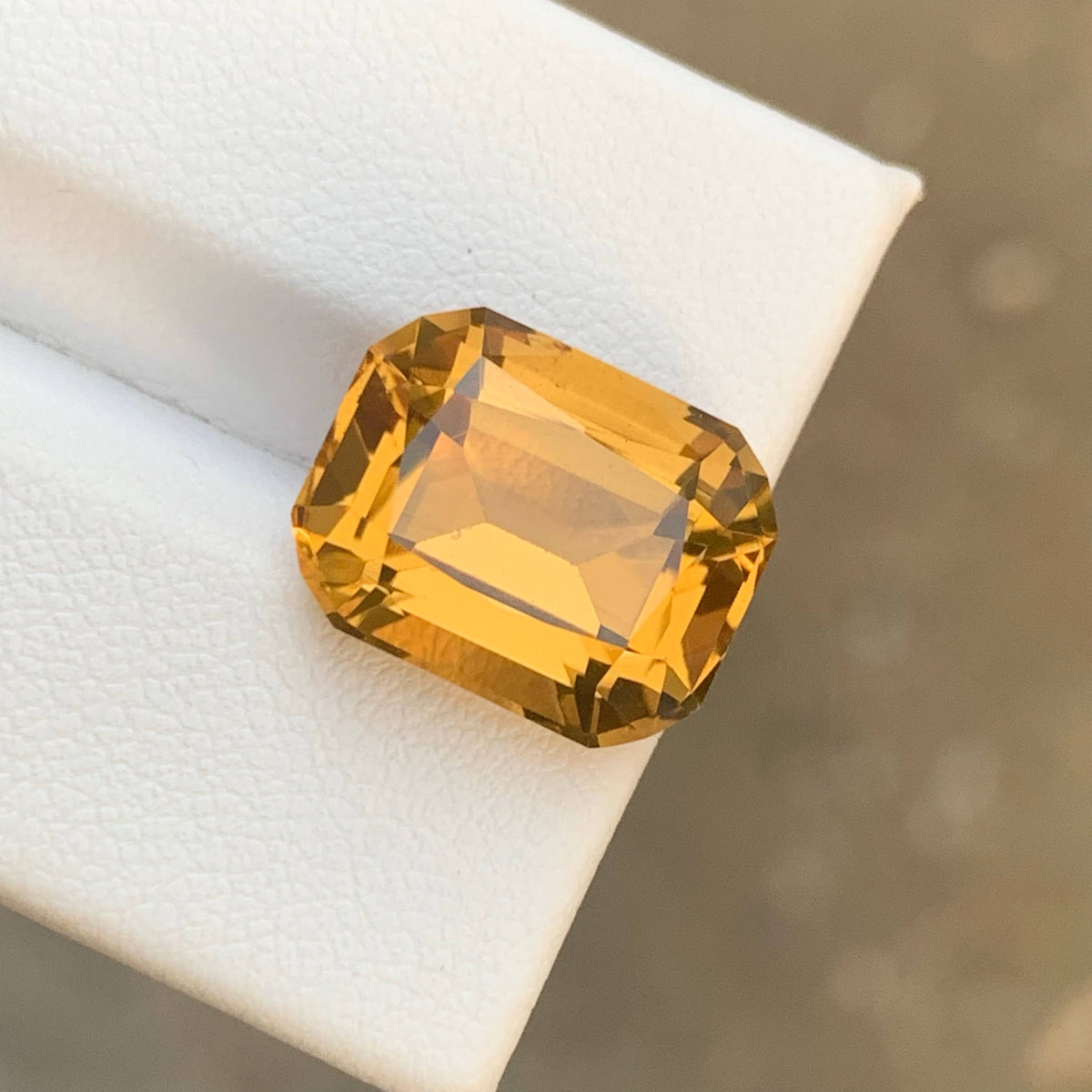 8.55 Carat Natural Loose Golden Color Citrine Cushion Cut Brazilian Gemstone