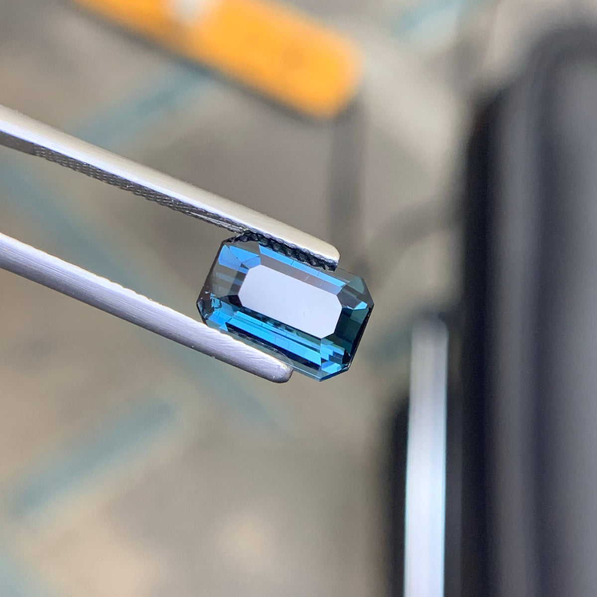 3.05 Carat Natural Loose Deep Blue Color Tourmaline Emerald Cut Afghan Gemstone