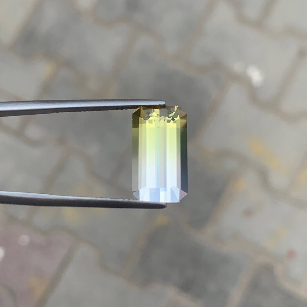 7.30 Carat Natural Loose Bicolor Color Citrine Emerald Cut African Gemstone