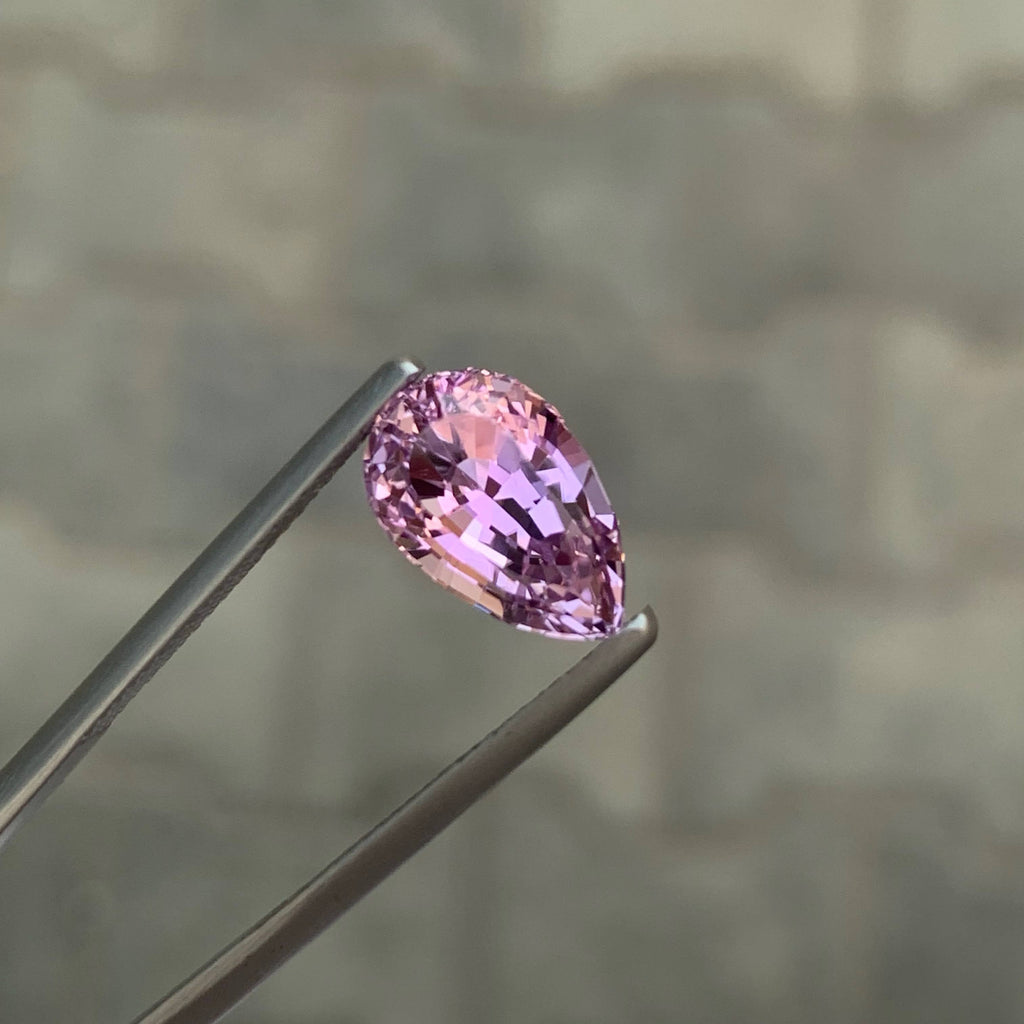 4.55 Carat Pink Kunzite Pear Fancy Cut Afghanistan Eye Clean Heated