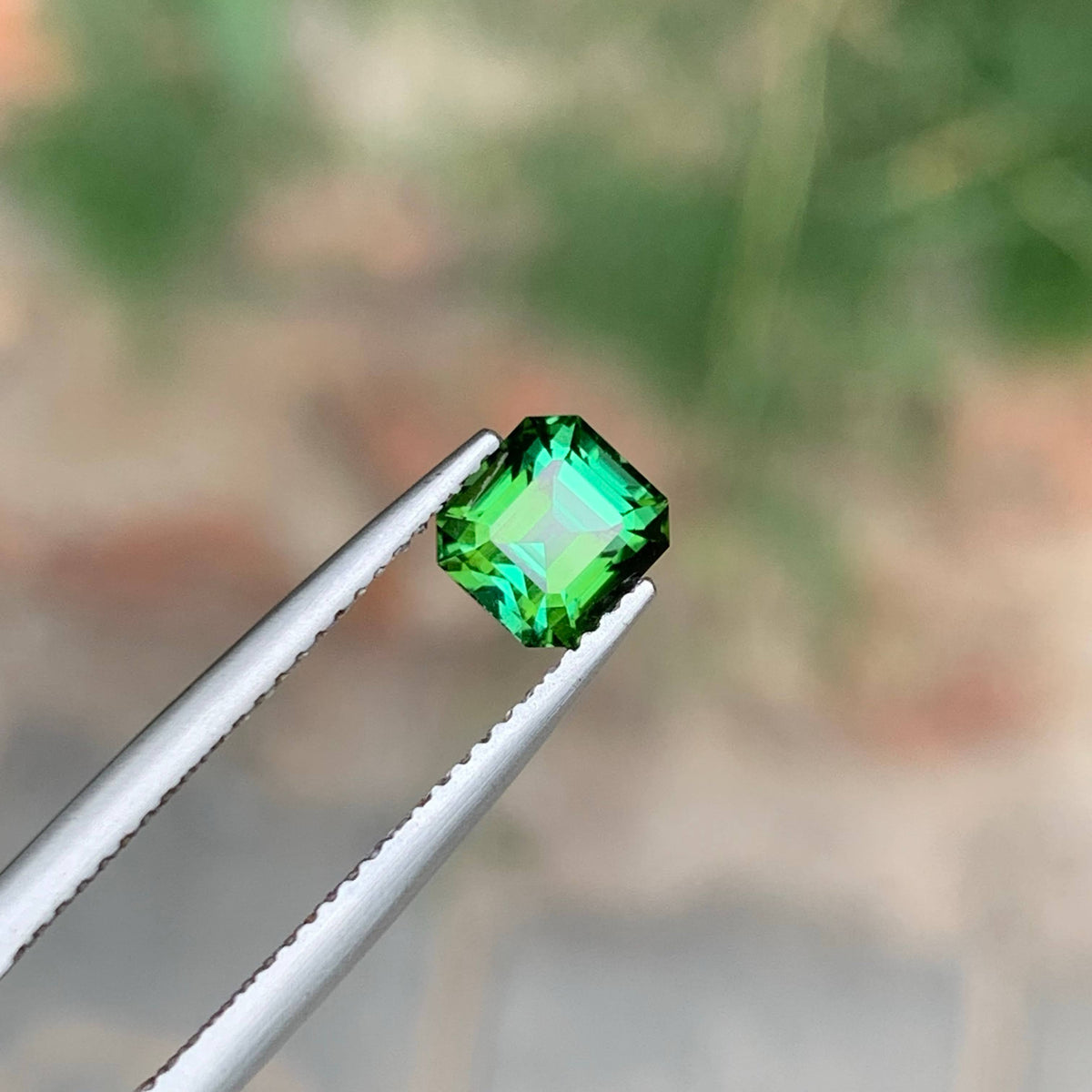 1.35 Carat Natural Loose Green Tourmaline Stone Emerald Cut Afghan Gemstone