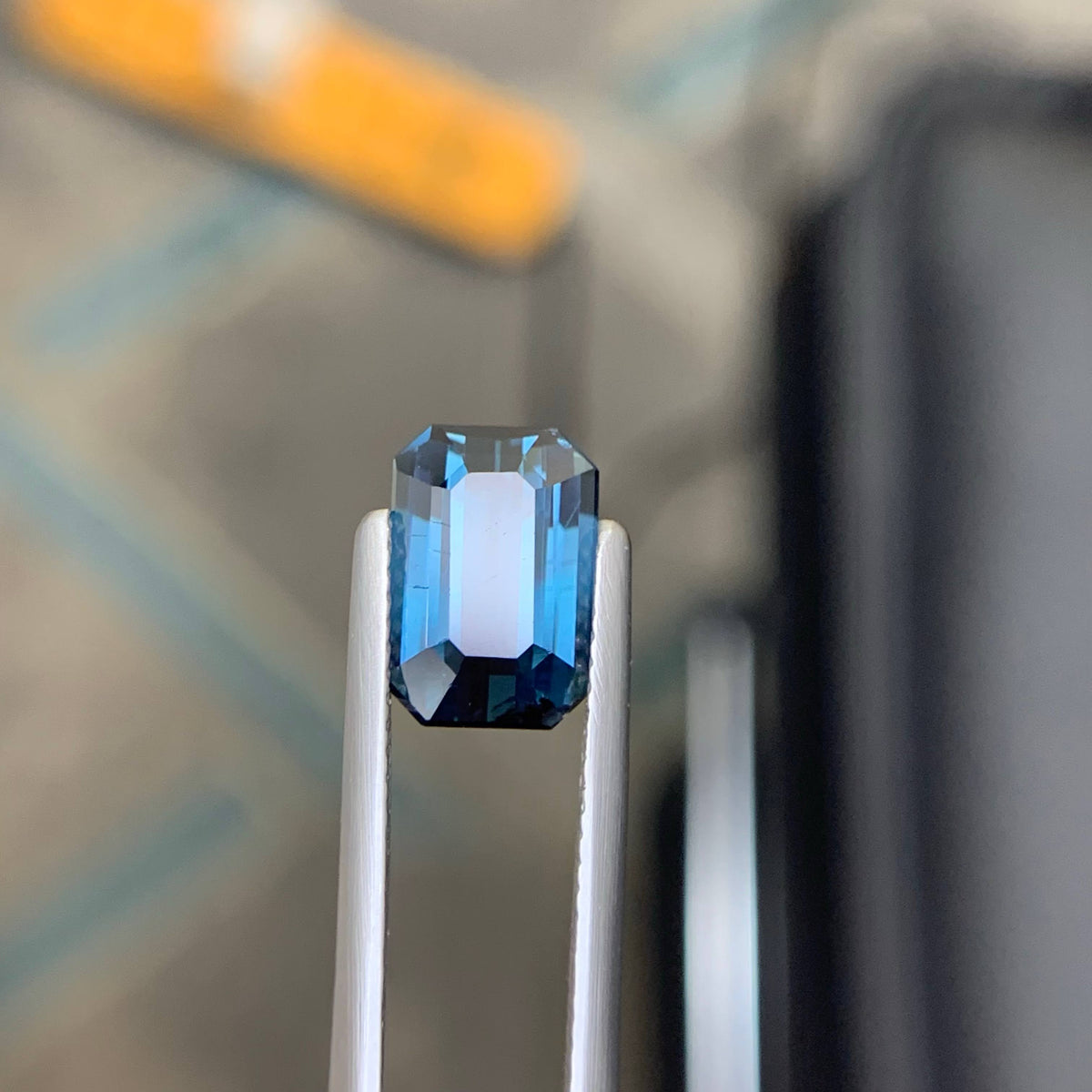 3.05 Carat Natural Loose Deep Blue Color Tourmaline Emerald Cut Afghan Gemstone