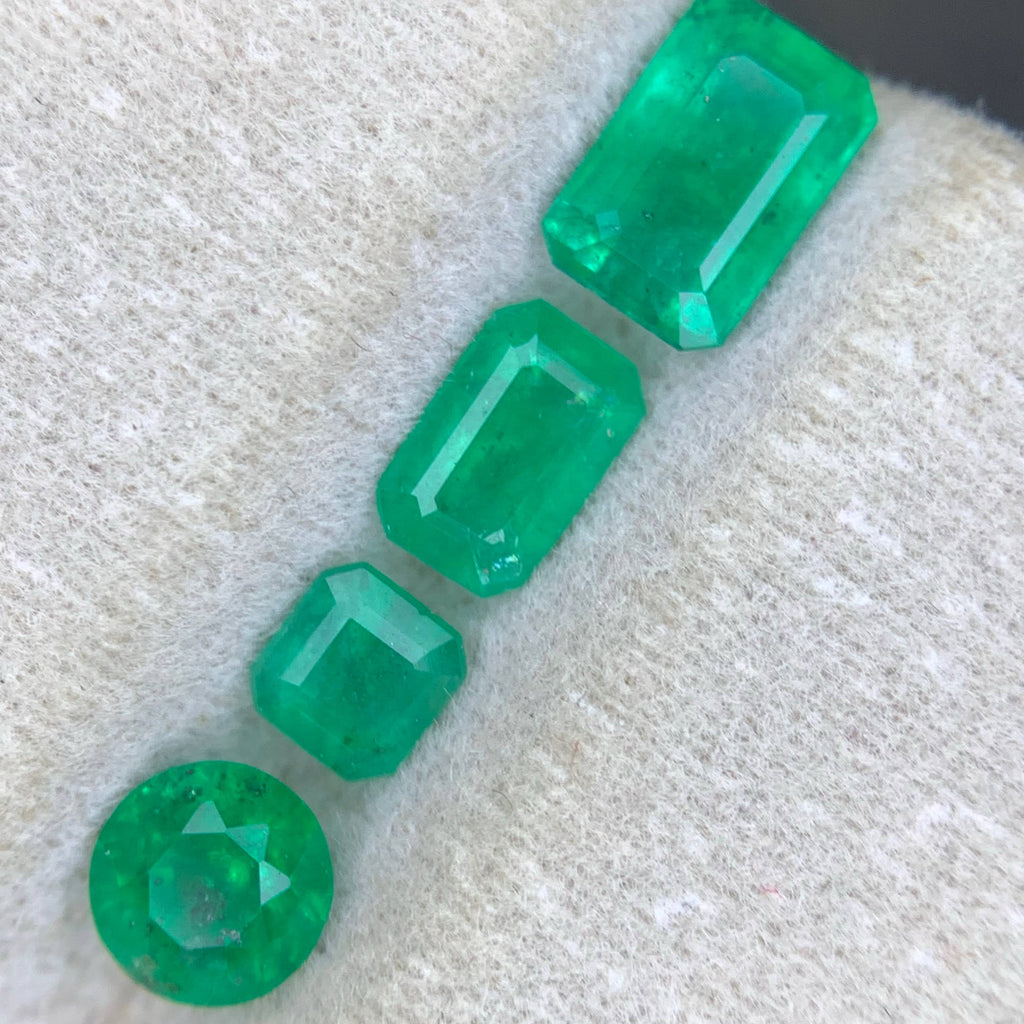 2.15 Carat Loose Green Emerald Lot – 4 Pieces, Mixed Cut, Swat Pakistan
