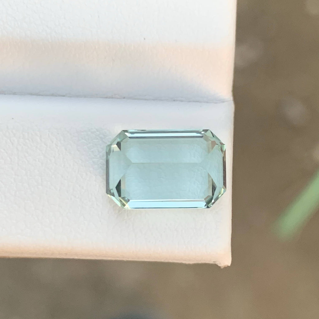 4.60 Carat Natural Loose Bluish Green Tourmaline Asscher Cut Afghan Gemstone