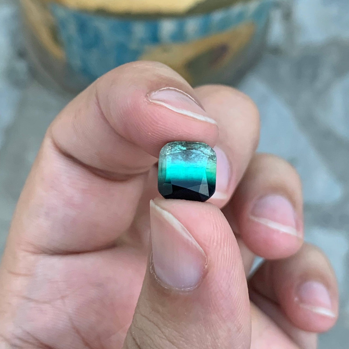 6.50 Carat Natural Loose Bicolor Tourmaline Stone Cushion Cut Afghan Gemstone