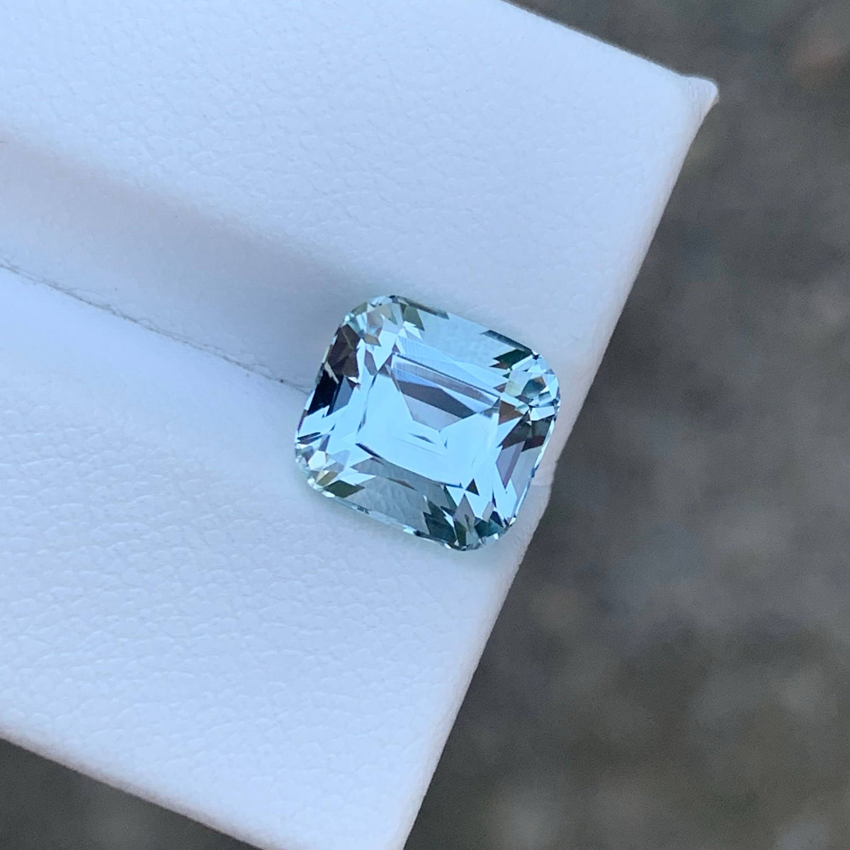 3.30 Carat Natural Loose Light Blue Aquamarine Cushion Cut Pakistan Gemstone