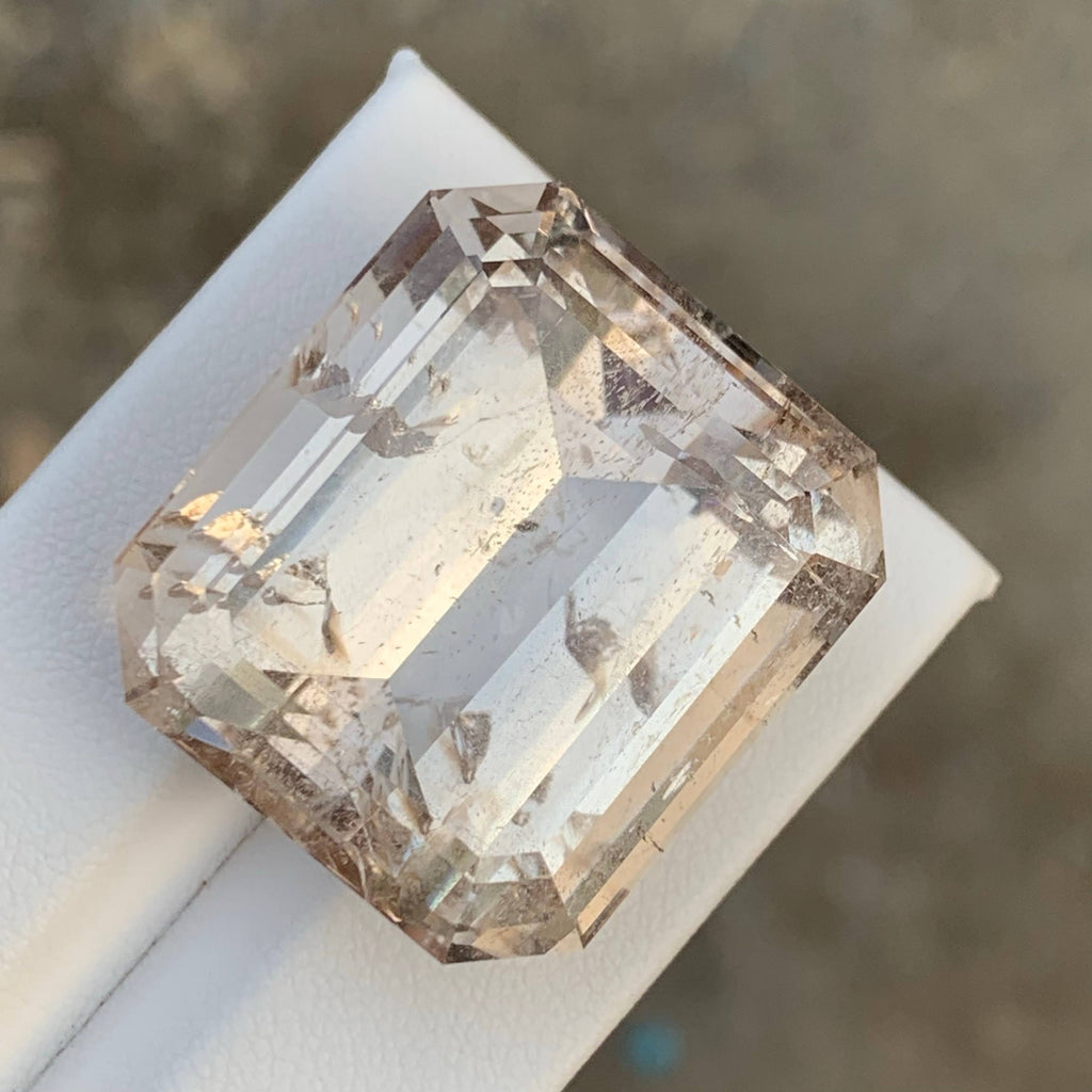 99.60 Carat Natural Loose Golden Color Topaz Stone Emerald Cut Pakistan Gemstone