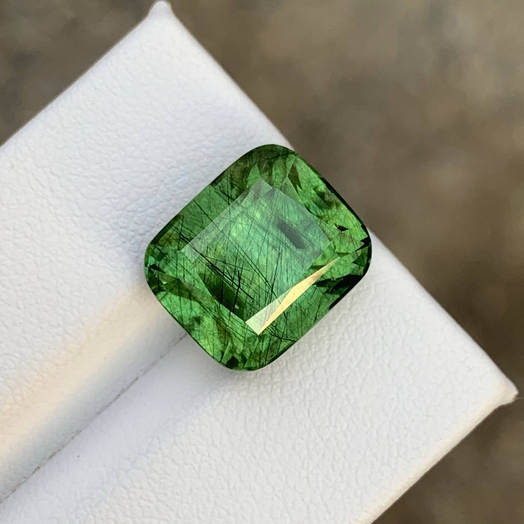 10.55 Carat Natural Loose Ludwigite Inclusion Peridot Cushion Cut Pakistani Gem