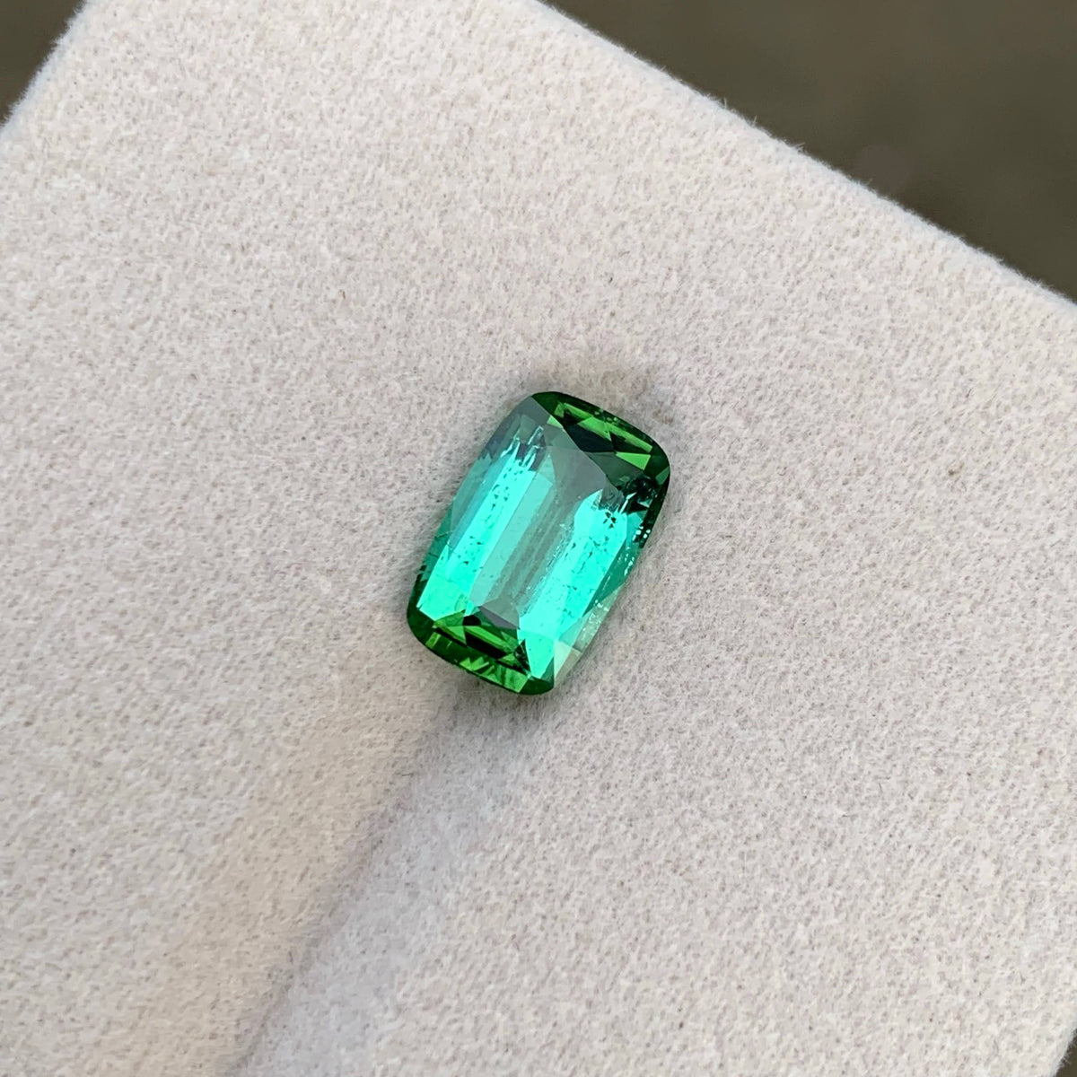 3.05 Carat Bluish Green Tourmaline Cushion Cut Afghanistan SI Untreated