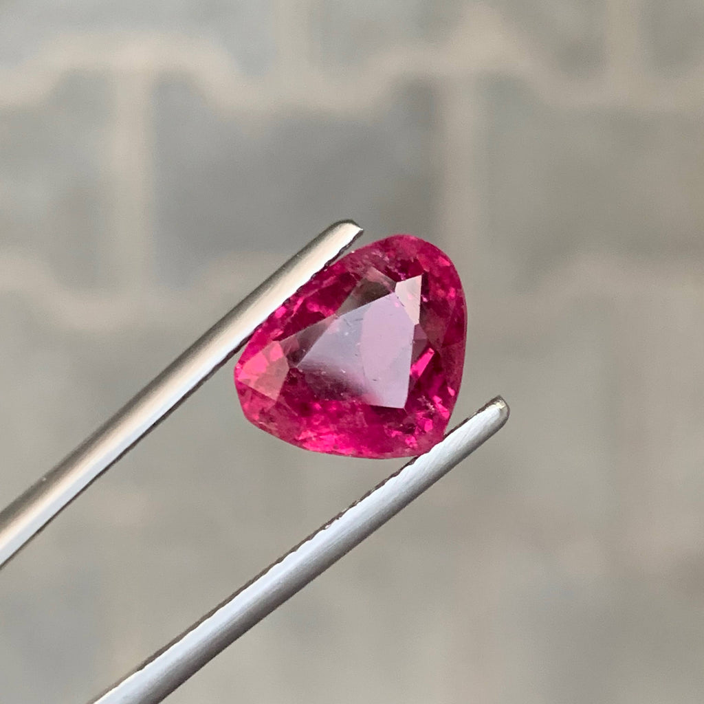 4.75 Carat Loose Pinkish Red Rubellite Tourmaline Heart Faceted Afghan Gemstone