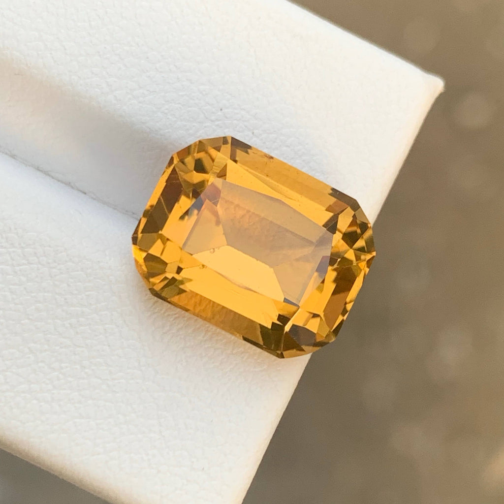 8.55 Carat Natural Loose Golden Color Citrine Cushion Cut Brazilian Gemstone