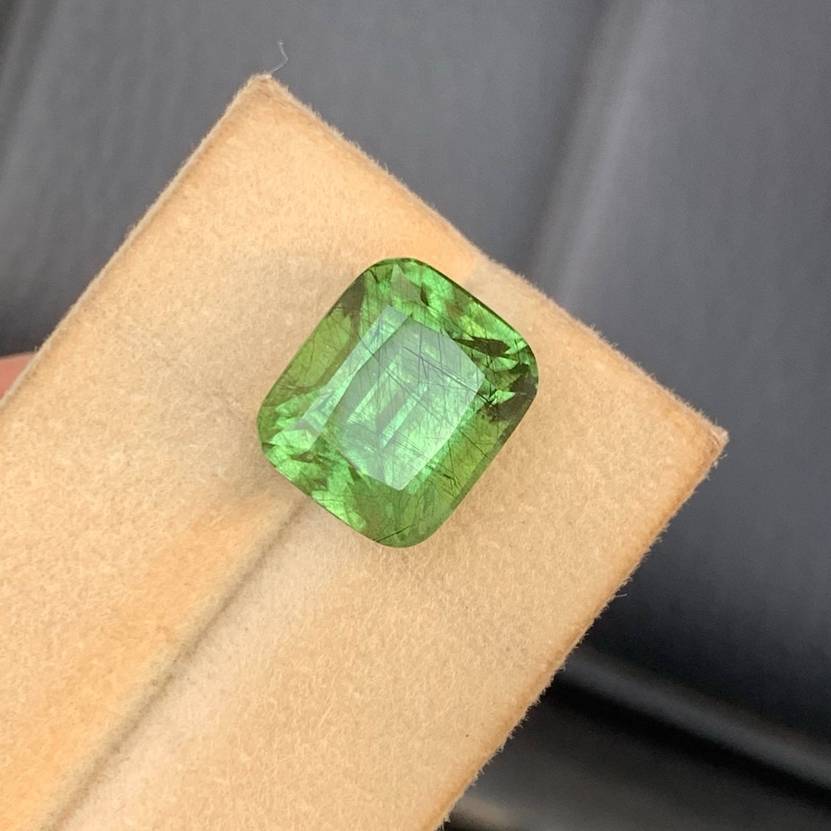 10.55 Carat Natural Loose Ludwigite Inclusion Peridot Cushion Cut Pakistani Gem