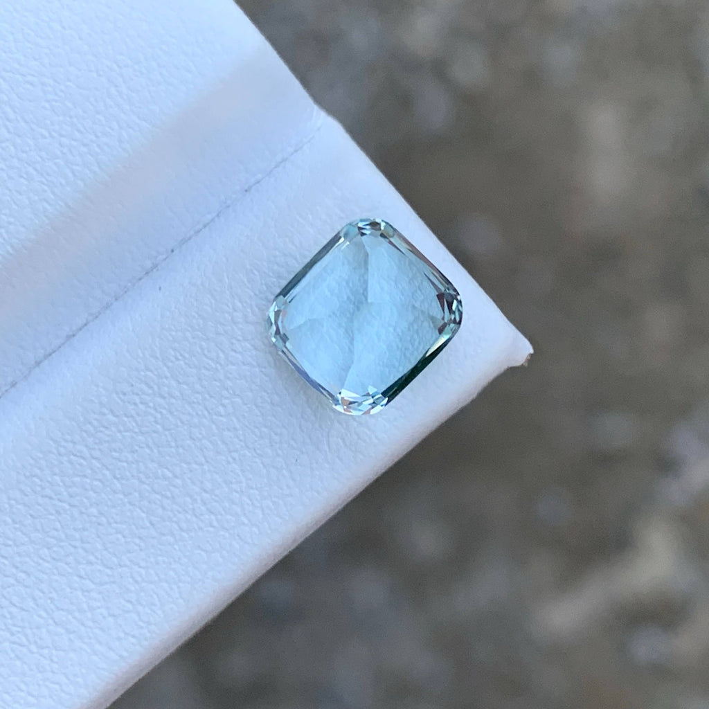 3.30 Carat Natural Loose Light Blue Aquamarine Cushion Cut Pakistan Gemstone