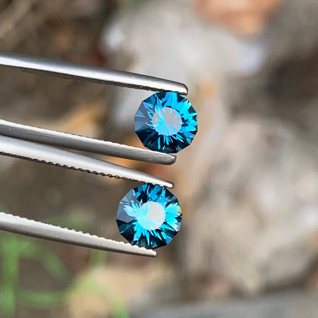 3.30 Carat Natural Loose London Blue Topaz Pair Round Cut African Loupe Clean Untreated Gemstone