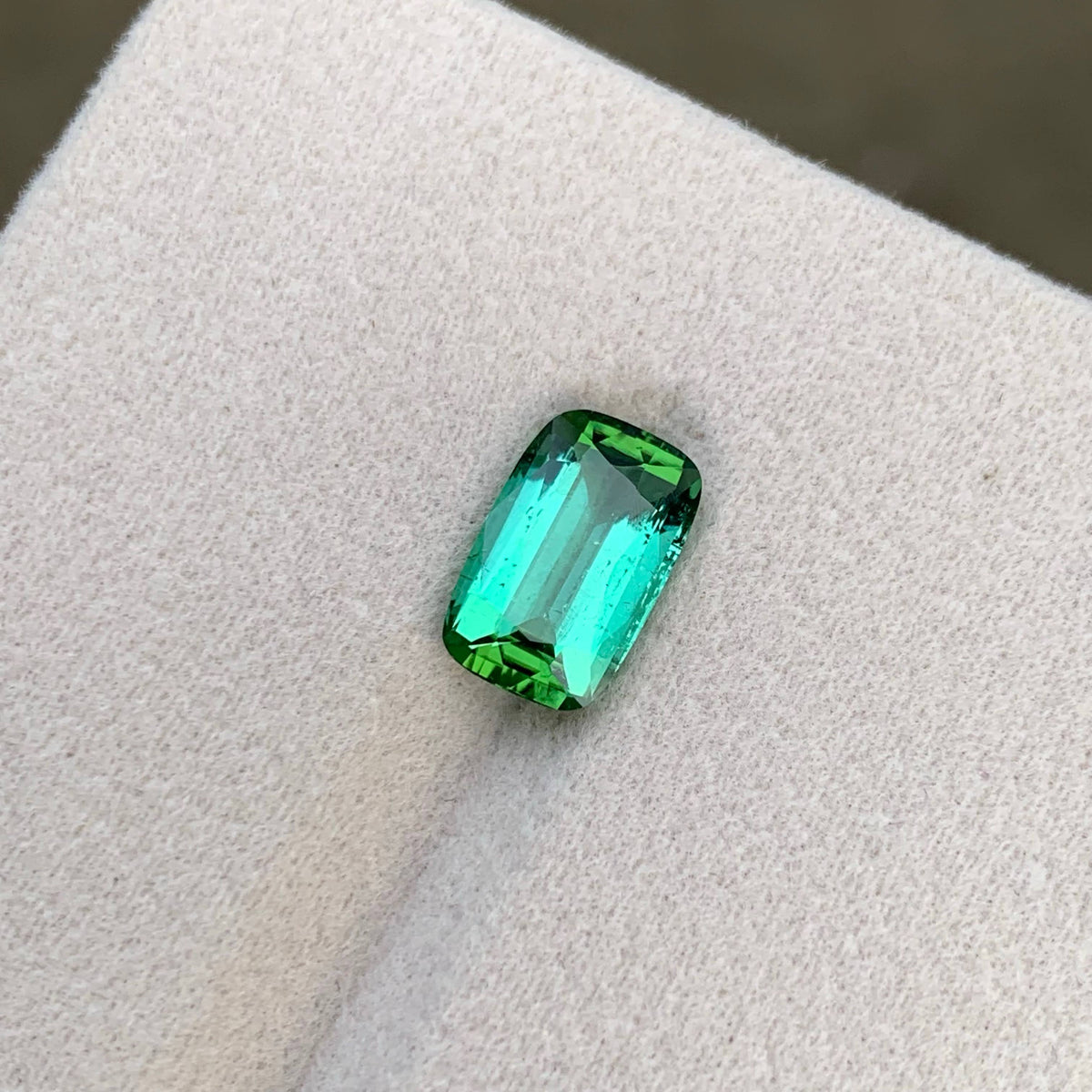3.05 Carat Bluish Green Tourmaline Cushion Cut Afghanistan SI Untreated