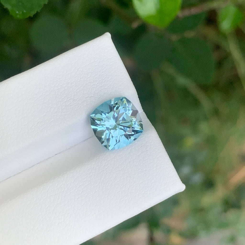 3.65 Carat Sky Blue Topaz Cushion Cut Africa Eye Clean Untreated