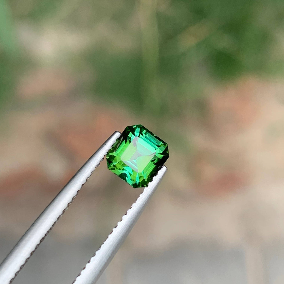 1.35 Carat Natural Loose Green Tourmaline Stone Emerald Cut Afghan Gemstone
