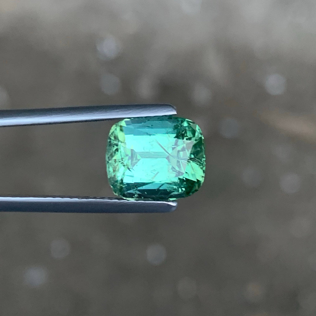 4.20 Carat Natural Mint Green Tourmaline Cushion Cut Afghan Gemstone