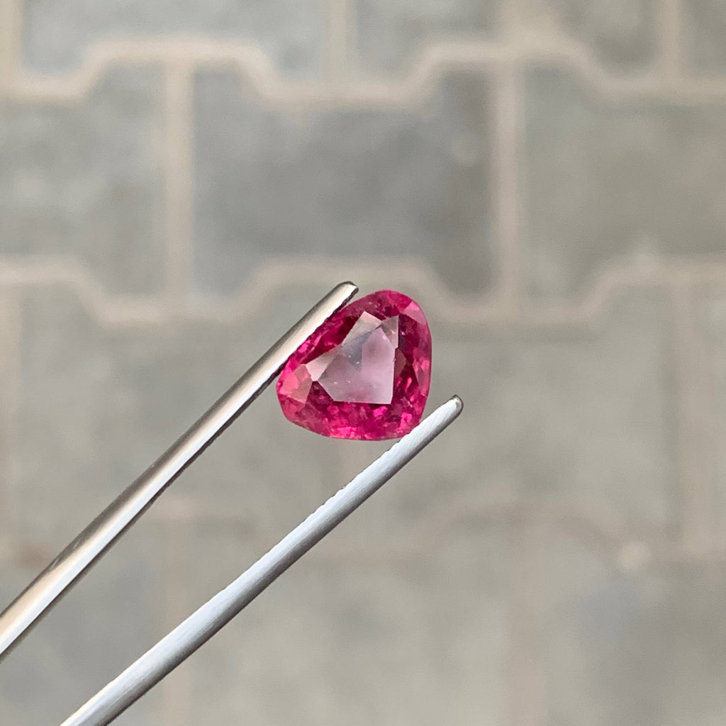 4.75 Carat Loose Pinkish Red Rubellite Tourmaline Heart Faceted Afghan Gemstone