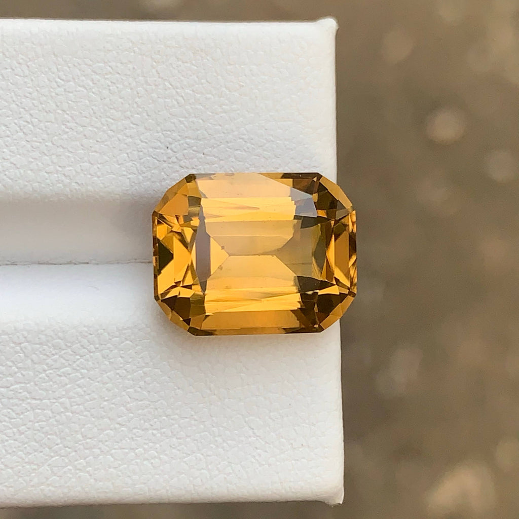 8.55 Carat Natural Loose Golden Color Citrine Cushion Cut Brazilian Gemstone