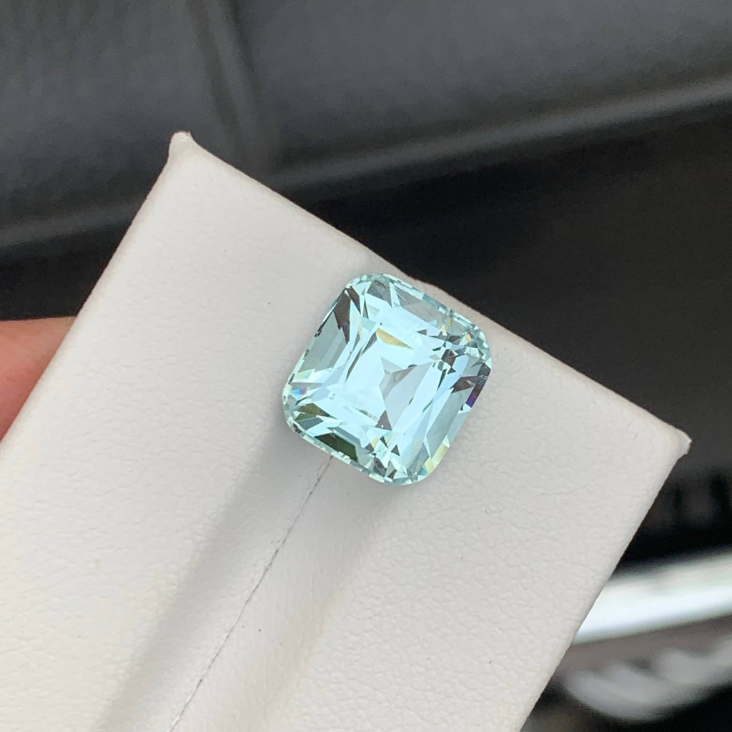 5.25 Carat Natural Loose Light Blue Color Aquamarine Cushion Cut Gemstone