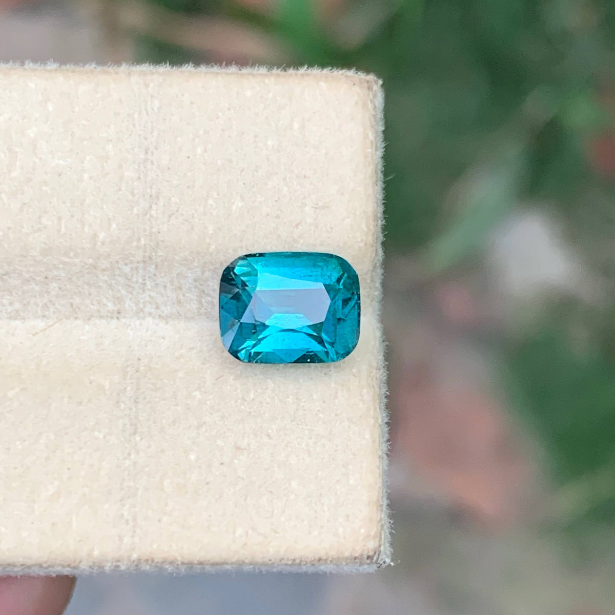 2.45 Carat Natural Fine Quality Indicolite Tourmaline Cushion Cut Afghan Gem