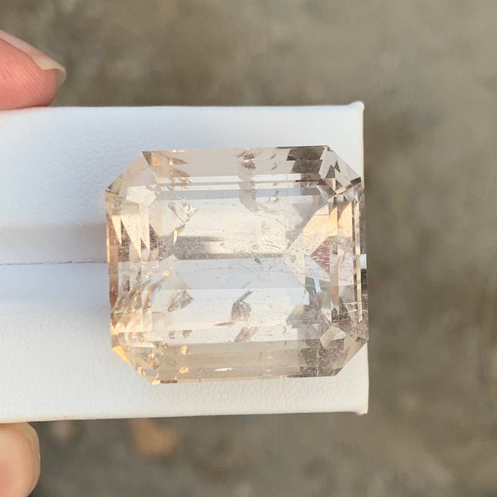 99.60 Carat Natural Loose Golden Color Topaz Stone Emerald Cut Pakistan Gemstone